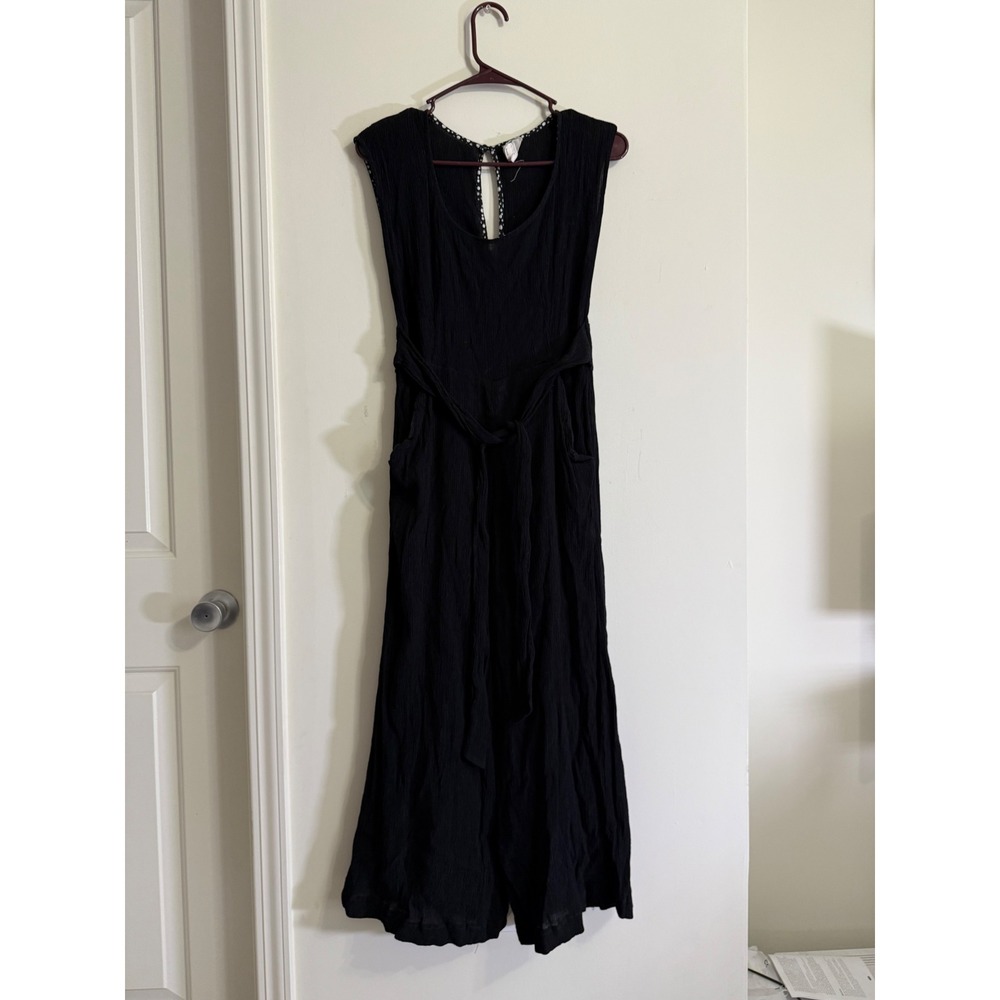 Anthropologie Jumpsuit Black Wide Leg Boho Minimalist Summer Festival Coastal 4